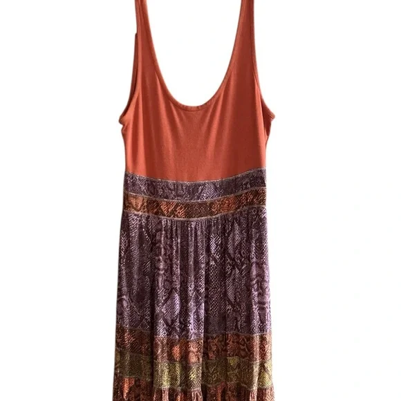 Anthropologie Colima Tiered Maxi Dress M Multicolor Snake Print Boho - Picture 9 of 15
